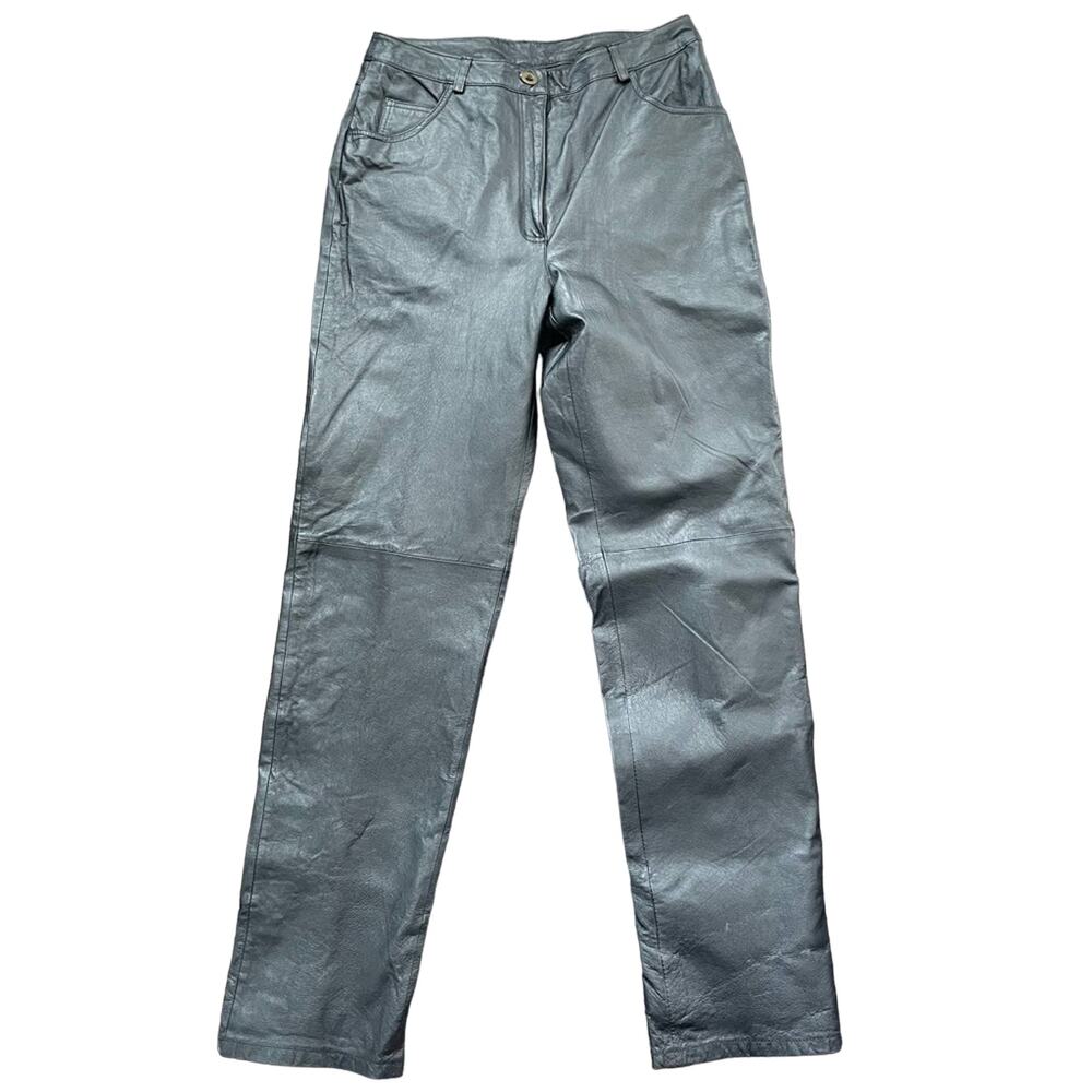 Vintage Leather Pants 10T Black High Waisted Straight Leg Metrostyle Sexy